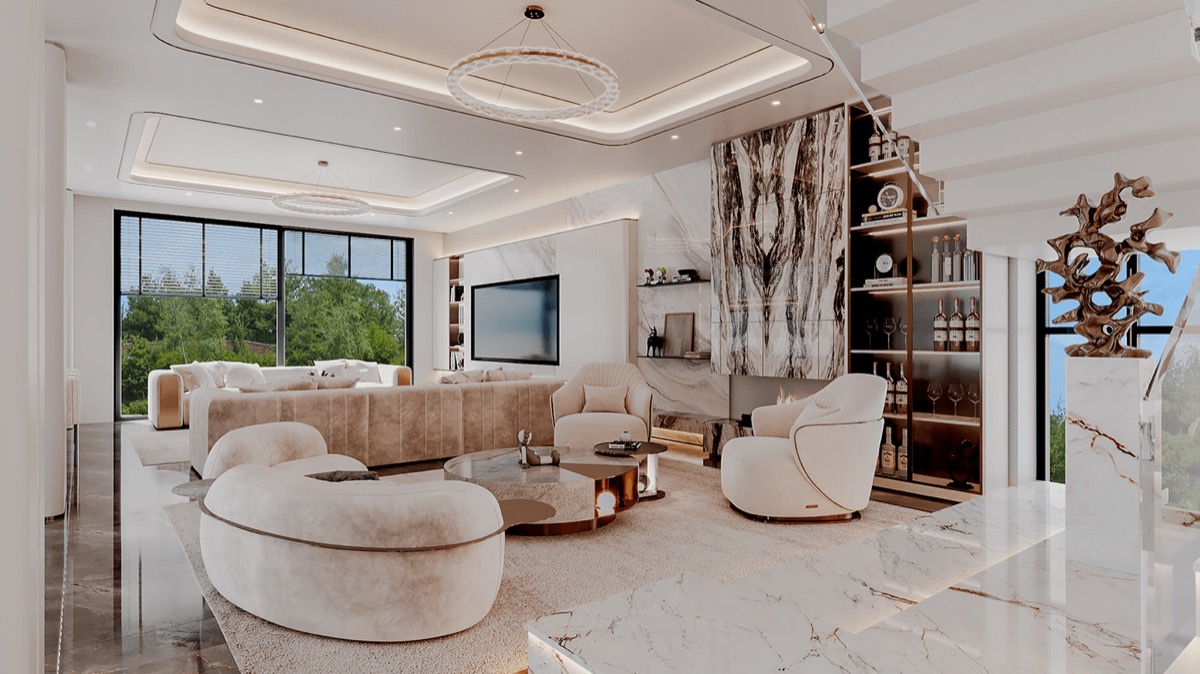 Interior visualisation: villa lounge, view 8 of 11