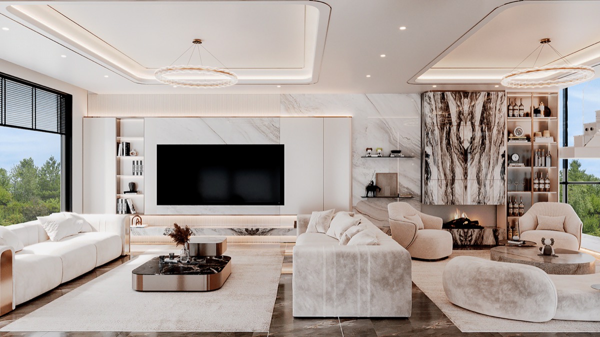 Interior visualisation: villa lounge, view 9 of 11