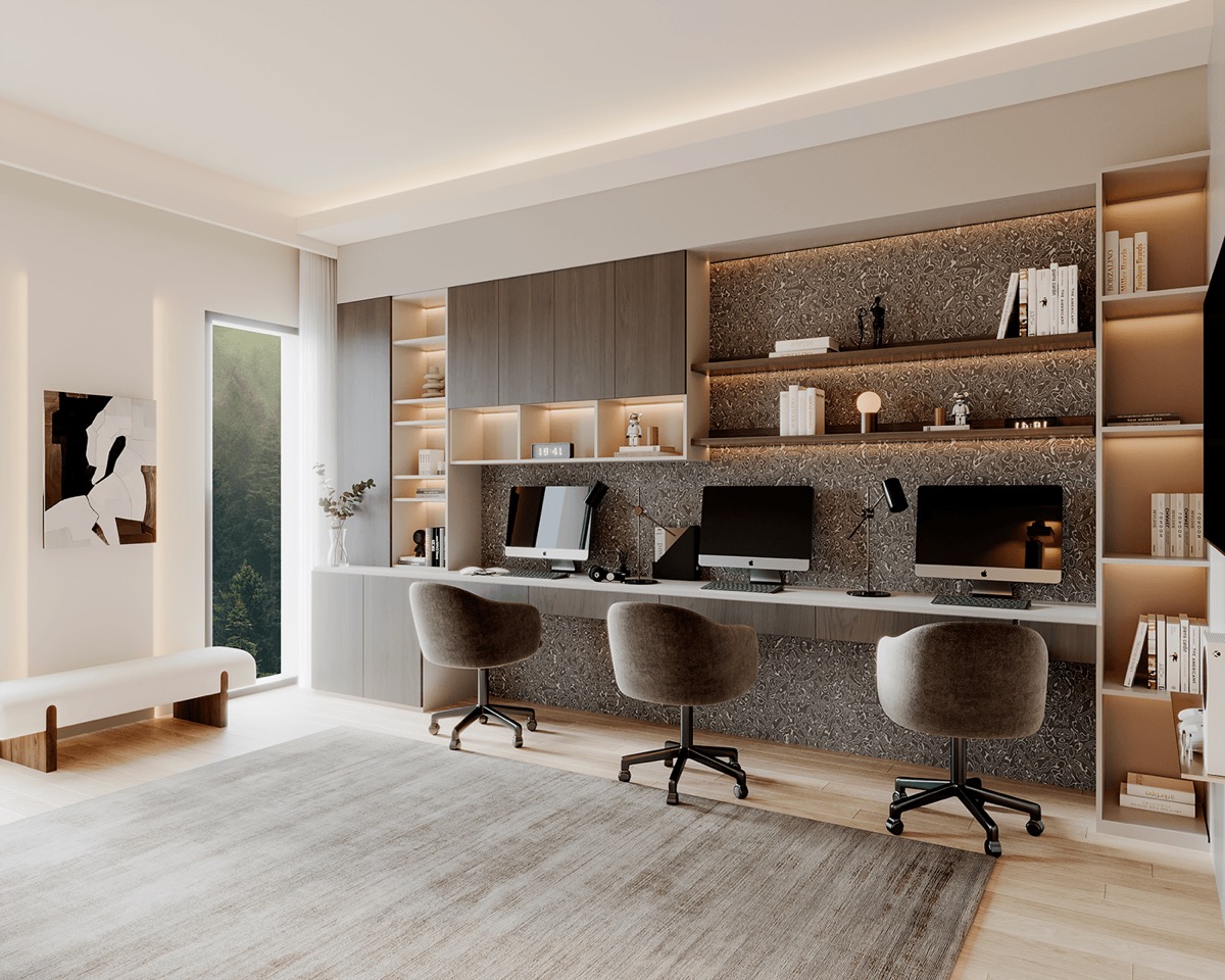 Interior visualisation: study room, view 2 of 10